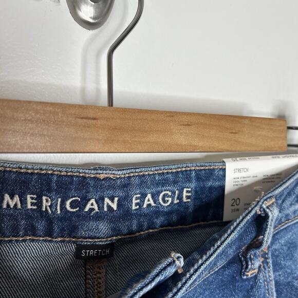 American Eagle Mom Straight Jeans Womens Size 20 Distressed High Rise Stretch - Picture 4 of 9